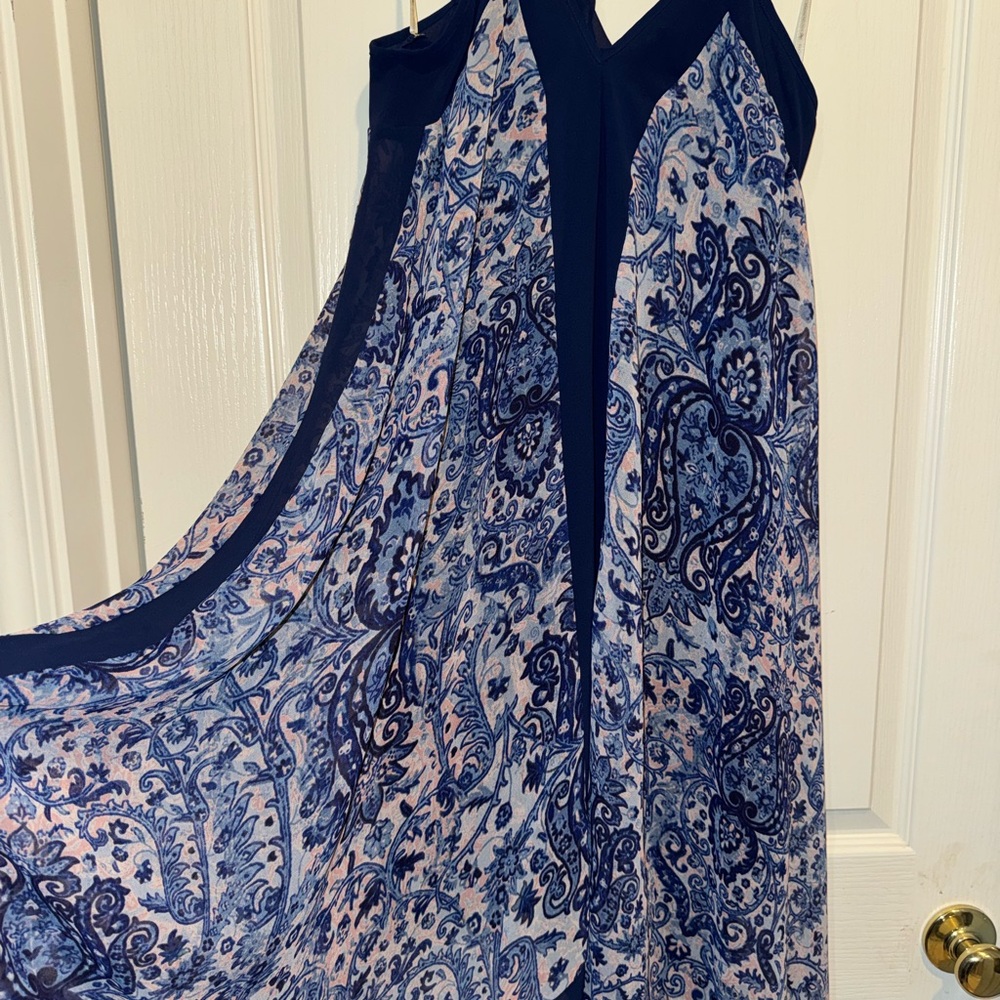 Boston Proper Boho, handkerchief hem, beachy Paisley Midi Dress NWOT - Picture 3 of 7